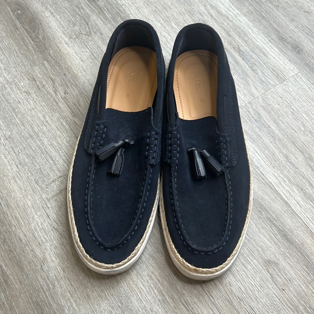 Zara Black Suede Tassel Loafers